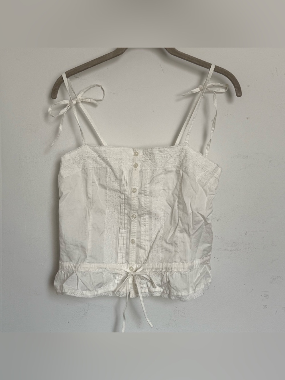 Brandy Melville White Button-Front Tie-Strap Tank